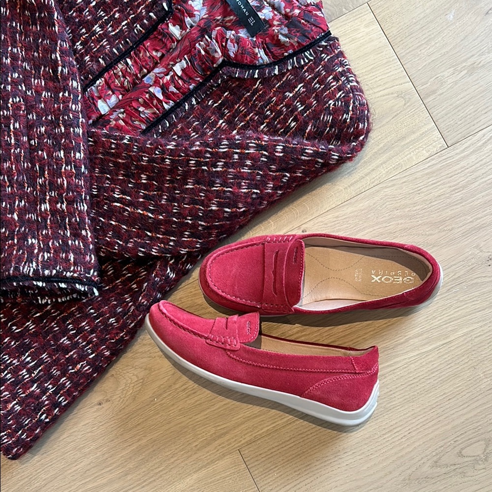 GEOX Women's Red Suede Loafers | size 38